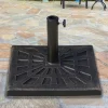 Soporte de sombrilla de resina, 15 kg, con tornillos ajustables, para postes de Ø38/48 mm, negro (47x47x32 cm)