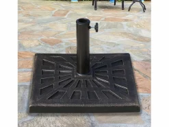 Soporte de sombrilla de resina, 15 kg, con tornillos ajustables, para postes de Ø38/48 mm, negro (47x47x32 cm)