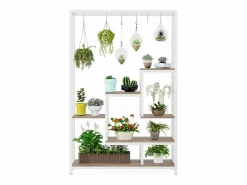 Best Tribesigns Soporte para plantas de interior de 5 niveles, estantería de metal de 180 cm con 10 ganchos de suspensión, soporte multifunción Blanco