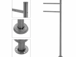 New ML-DESIGN Soporte poste para buzón correos acero inoxidable plata moderno 120x42,5 cm Gris
