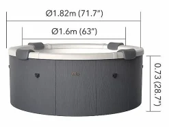 Mspa Spa semi-rígido redondo para 6 personas gris con LED - D182 x Alt. 70 cm - LAPEKA