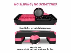 Step aeróbico ajustable para ejercicio, plataforma antideslizante, polietileno, (68,5 x 28 x 10 cm)