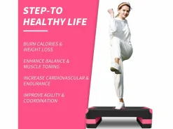 Step aeróbico ajustable para ejercicio, plataforma antideslizante, polietileno, (68,5 x 28 x 10 cm)