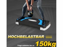 Clearance Stepper aeróbico ajustable, 3 alturas, plástico, azul claro (80 x 31 x 10-20 cm)