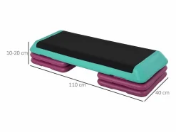 Stepper aeróbico de altura regulable, antideslizante, PVC, (110x40x20cm)