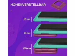 Stepper aeróbico de altura regulable, antideslizante, PVC, (110x40x20cm)