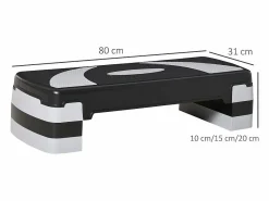 Stepper aeróbico regulable en altura 10/15/20 cm, plástico robusto, , antideslizante (80x31x20 cm)
