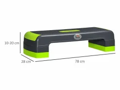 Outlet Stepper aeróbico regulable en 3 alturas, plástico resistente, /verde, hasta 150 kg (78x28x20 cm) Gris