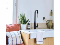 Online Style Grifo mezclador de fregadero con ducha extraíble mate y oro rosa Grifo De Cocina