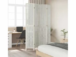 Outlet Tabique divisorio de 4 paneles en madera maciza de paulownia blanca Blanco