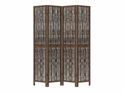 Clearance Tabique divisorio de 4 paneles de paulownia maciza en color marrón oscuro Marru00f3n