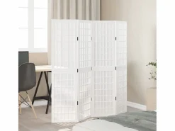 New Tabique divisorio de 4 paneles en madera maciza de paulownia blanca Blanco