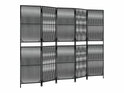 Tabique divisorio de 5 paneles de mimbre de resina negra