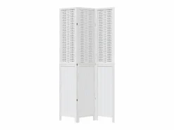 Hot Tabique divisorio de 3 paneles en madera maciza de paulownia blanca Blanco