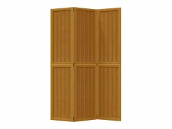 Hot Tabique divisorio de 3 paneles en madera maciza de paulownia marrón Biombo