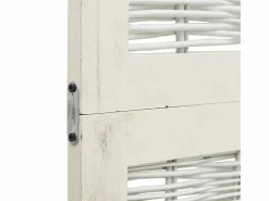 Outlet Tabique divisorio de 6 paneles en madera maciza de paulownia blanca Blanco