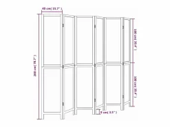 Outlet Tabique divisorio de 6 paneles en madera maciza de paulownia blanca Blanco