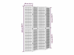 Tabique divisorio de 4 paneles en madera maciza de paulownia blanca