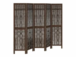 Clearance Tabique divisorio de 5 paneles en marrón oscuro fabricado en paulownia maciza Biombo