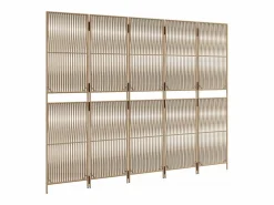 Best Tabique divisorio de 5 paneles de mimbre de resina Beige