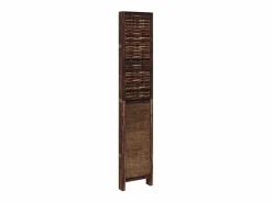 Tabique divisorio de 5 paneles en marrón oscuro fabricado en paulownia maciza Marru00f3n
