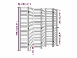 Tabique divisorio de 6 paneles en madera maciza de paulownia negra
