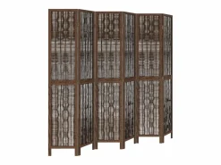 Sale Tabique divisorio de 6 paneles en color marrón oscuro fabricado en paulownia maciza Biombo