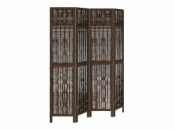 Outlet Tabique divisorio de 4 paneles de paulownia maciza en color marrón oscuro Marru00f3n