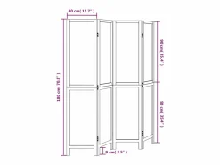 Outlet Tabique divisorio de 4 paneles de paulownia maciza en color marrón oscuro Marru00f3n