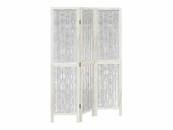 Best Tabique divisorio de 3 paneles en madera maciza de paulownia blanca Blanco