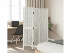 Best Tabique divisorio de 3 paneles en madera maciza de paulownia blanca Blanco