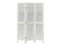Best Tabique divisorio de 3 paneles en madera maciza de paulownia blanca Blanco
