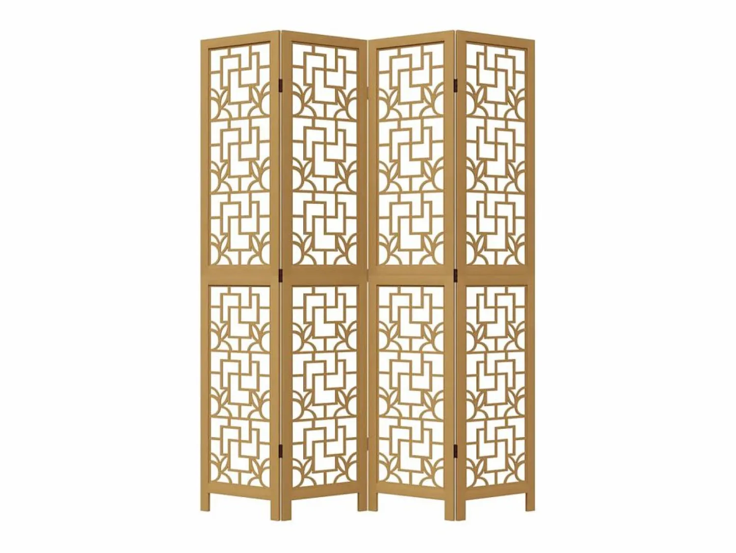 Tabique divisorio de 4 paneles en madera maciza de paulownia marrón