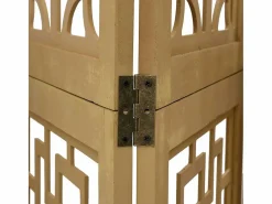 Tabique divisorio de 4 paneles en madera maciza de paulownia marrón