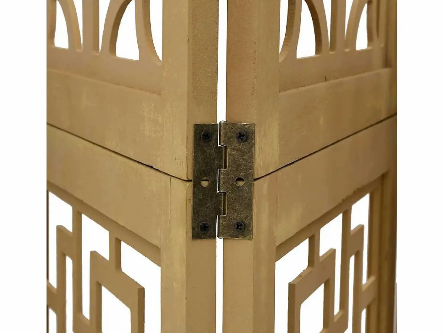 Tabique divisorio de 4 paneles en madera maciza de paulownia marrón