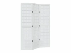 Tabique divisorio de 3 paneles en madera maciza de paulownia blanca