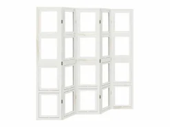 Tabique divisorio de 5 paneles en madera maciza de paulownia blanca