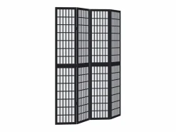 Online Tabique divisorio de 4 paneles en madera maciza de paulownia negra Negro