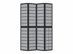 Online Tabique divisorio de 4 paneles en madera maciza de paulownia negra Negro