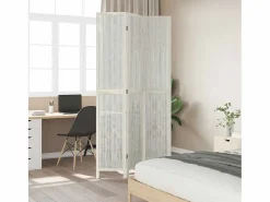 Tabique divisorio de 3 paneles en madera maciza de paulownia blanca Blanco
