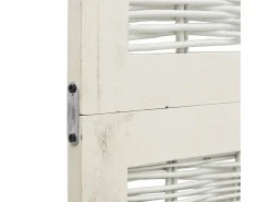 Tabique divisorio de 3 paneles en madera maciza de paulownia blanca Blanco