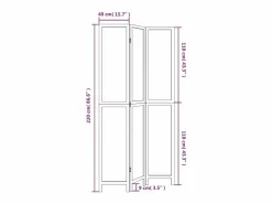 Tabique divisorio de 3 paneles en madera maciza de paulownia blanca Blanco