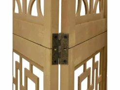 Tabique divisorio de 6 paneles en madera maciza de paulownia marrón