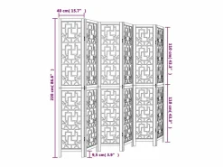 Tabique divisorio de 6 paneles en madera maciza de paulownia marrón