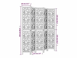 Best Tabique divisorio de 5 paneles en madera maciza de paulownia marrón Biombo
