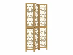 Tabique divisorio de 3 paneles en madera maciza de paulownia marrón