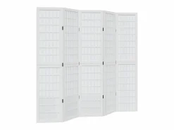 Outlet Tabique divisorio de 5 paneles en madera maciza de paulownia blanca Blanco
