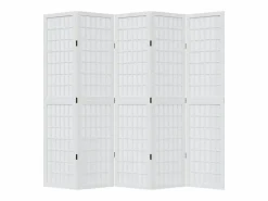 Outlet Tabique divisorio de 5 paneles en madera maciza de paulownia blanca Blanco