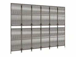Discount Tabique divisorio de mimbre de resina marrón de 6 paneles Biombo