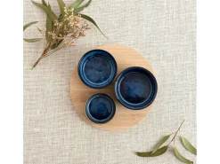 Clearance Tabla de aperitivo Moana Bidasoa 3 cuencos cerámica natural/azul Azul oscuro